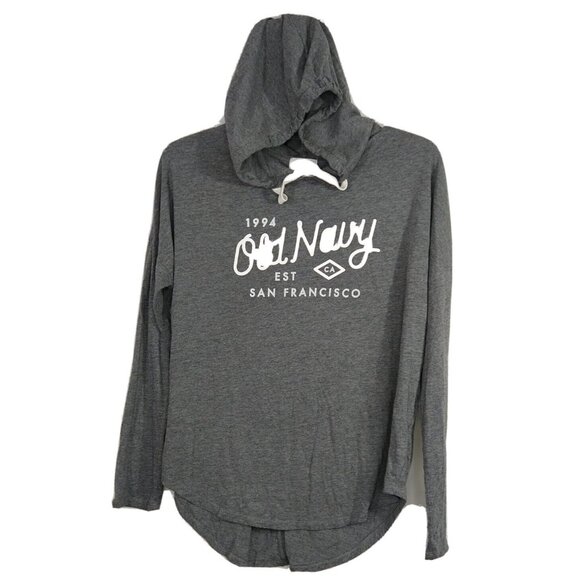 Old Navy Hooded Top Shirt Women Size S Heather Grey Long Sleeve Pullover - Picture 1 of 8
